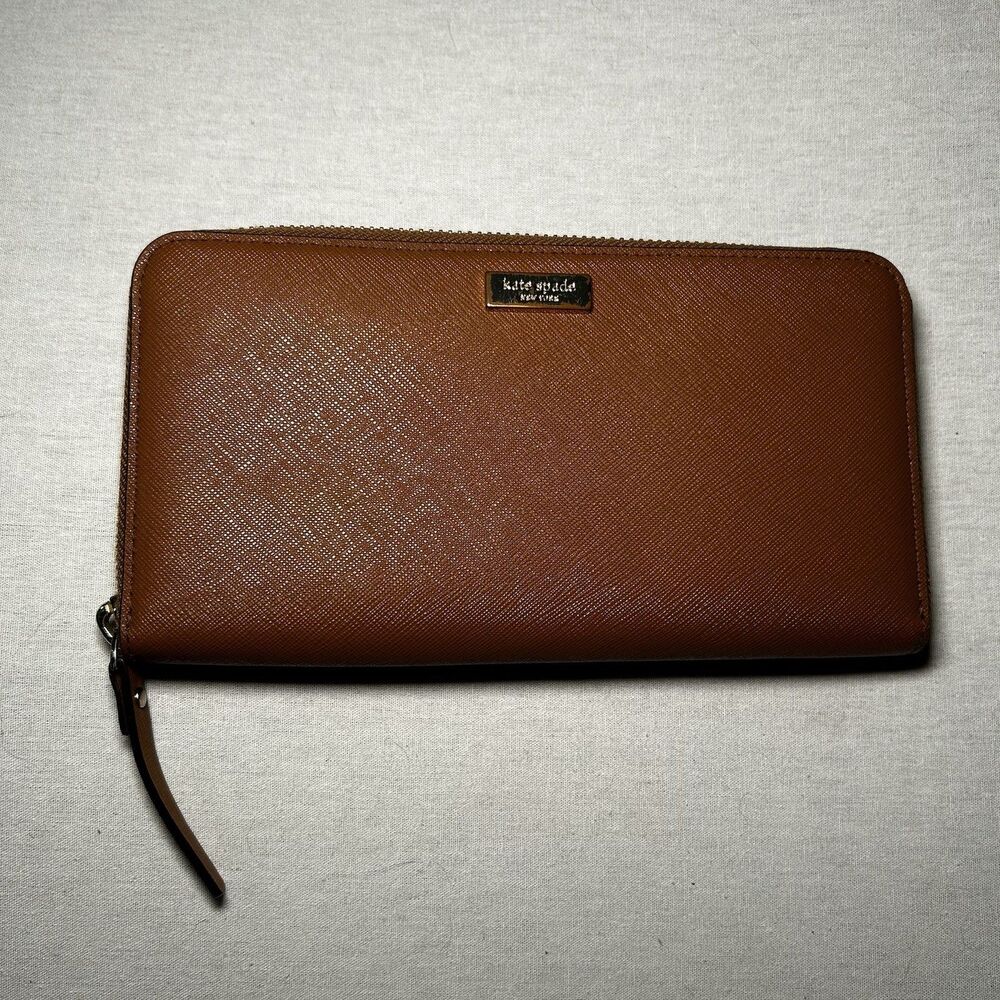 Kate Spade New York textured leather zip-around wallet in brown